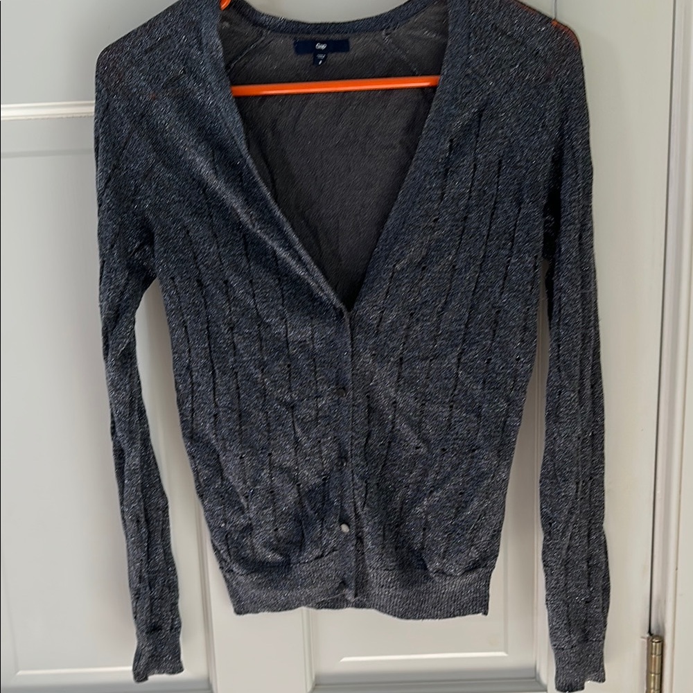 GAP Silver Gray Cardigan Knit Sweater